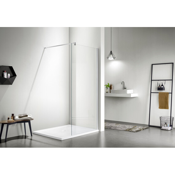 Душевая перегородка Azario Chicago Walk-in 90 см AZ-NAR6310 900 (стекло 8 мм) с кронштейном в комплекте, хром/прозрачное фото 3