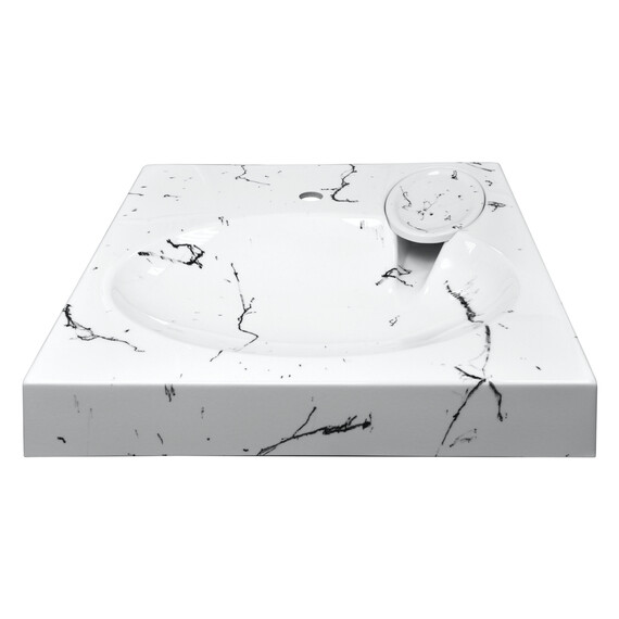 Раковина над стиральной машиной Azario Carmen 60 см CS00078503, белый мрамор фото 2