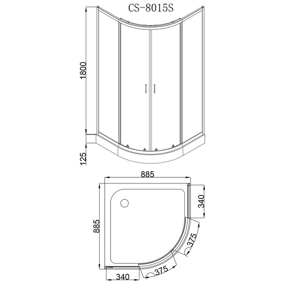 Душевое ограждение Loranto 90x90 см CS-8015GB 90, хром/серое фото 3