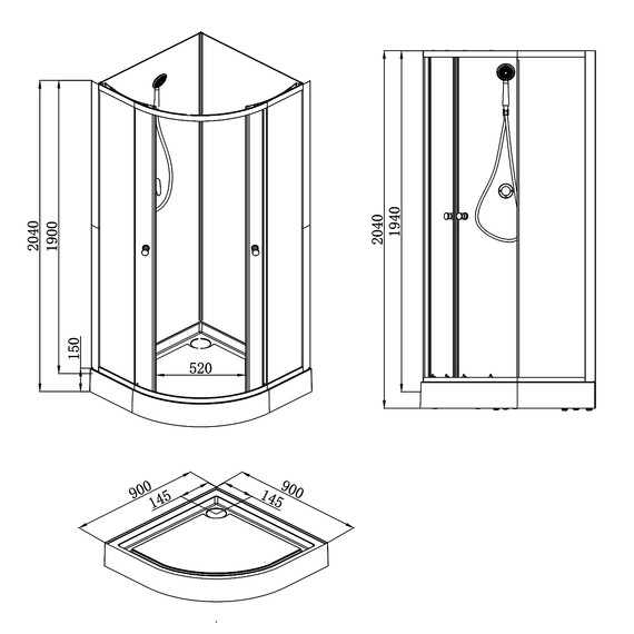 Душевая кабина Loranto Neo 90х90 см CS-21800, чёрный/прозрачное фото 9