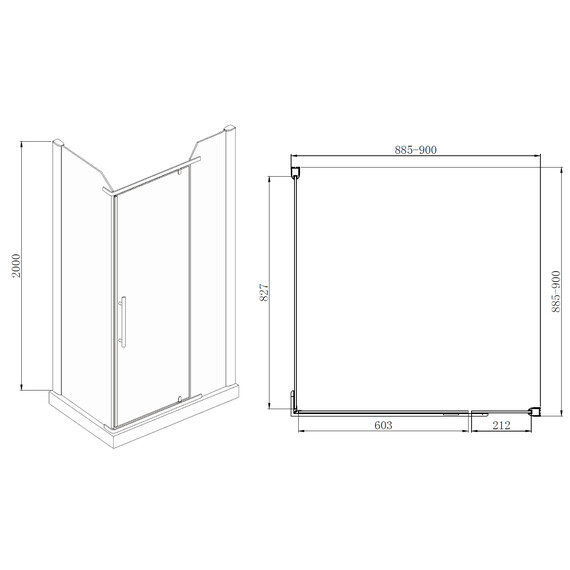 Душевое ограждение Azario Edmonton 90х90 см AZ-NNC1231 900 BLACK, черный/прозрачное фото 3