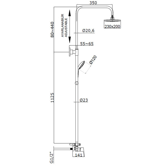 Душевая стойка Azario Treya AZ-15780121 фото 2