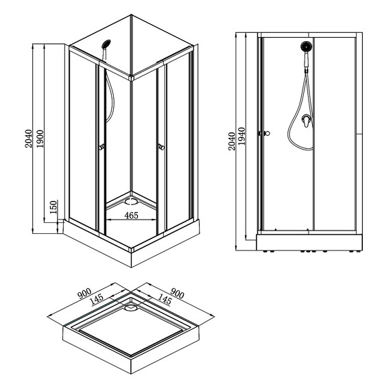Душевая кабина Loranto Neo 90х90 см CS-21801, чёрный/прозрачное фото 9