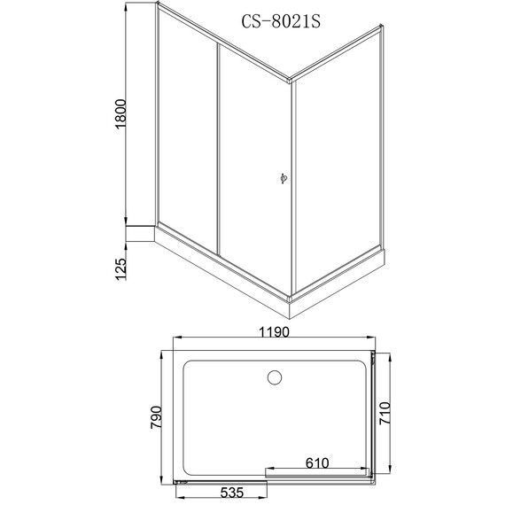Душевое ограждение Loranto 120x80 см CS-8021S (CS-8706), хром/прозрачное фото 3