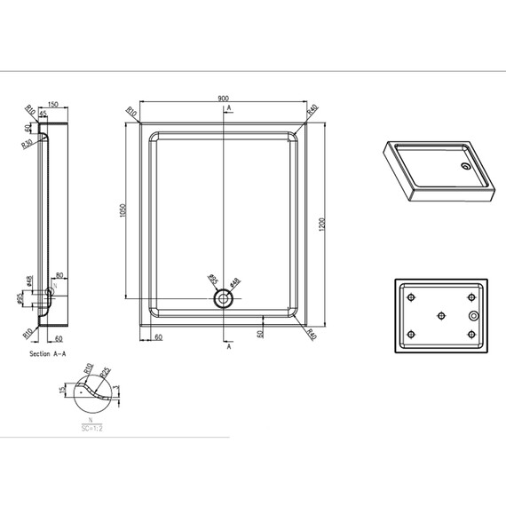 Акриловый поддон Azario 120х90 см P1912 фото 2
