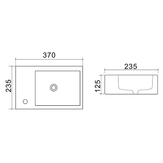 Раковина подвесная Azario 37 см AZ4331 правая фото 2