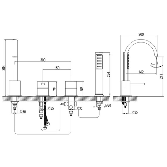 Смеситель для ванны Azario Delicate AZ-QA28173PA-0307APA, черный, Цвет производителя: чёрный фото 2
