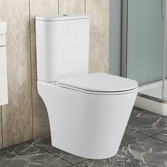 Унитаз-компакт безободковый Azario Berton AZ-6093 с тонкой крышкой микролифт (Система смыва торнадо) фото 14