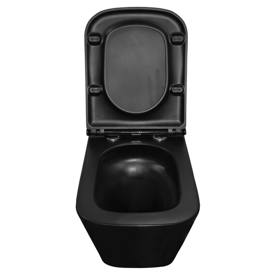 Унитаз подвесной безободковый Azario Teramo AZ-0052-UQ3MB с крышкой микролифт (система смыва Торнадо) чёрный матовый, Цвет производителя: чёрный матовый фото 7