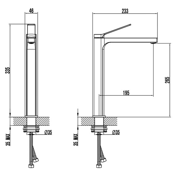 Смеситель для раковины высокий Azario Vise AZ-VQQ168R30PA, черный, Цвет производителя: чёрный фото 2