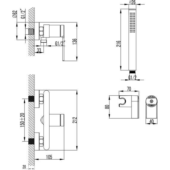 Смеситель для душа Azario Vincente AZ-VRZ338326PA, черный, Цвет производителя: чёрный фото 6