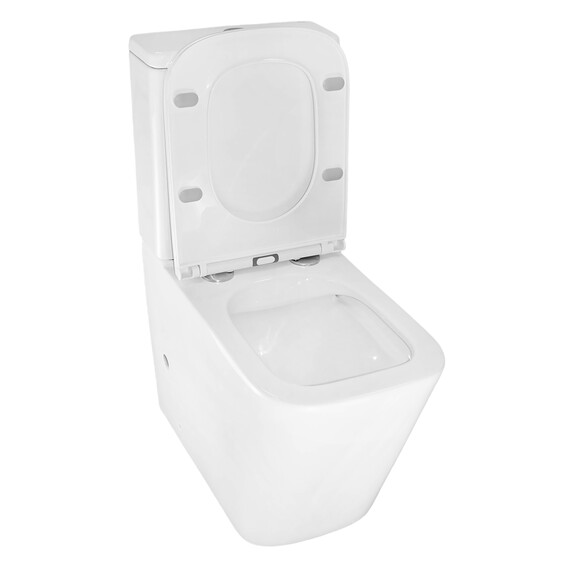 Унитаз-компакт безободковый Azario Quadro AZ-2175 с крышкой микролифт, Цвет производителя: белый фото 4