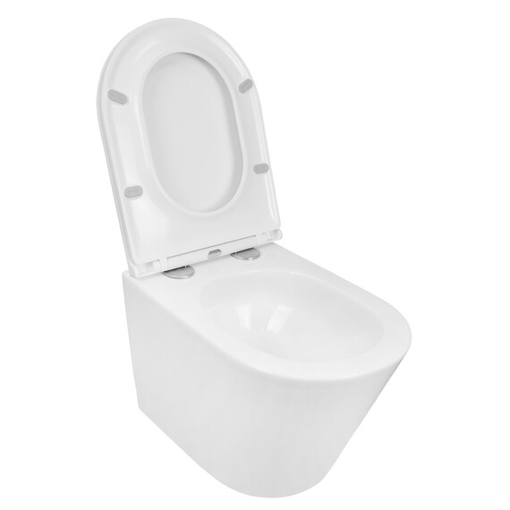 Унитаз подвесной безободковый Azario Teramo AZ-0053-UQ3 (система смыва Торнадо) с тонкой крышкой микролифт, Цвет производителя: белый фото 4
