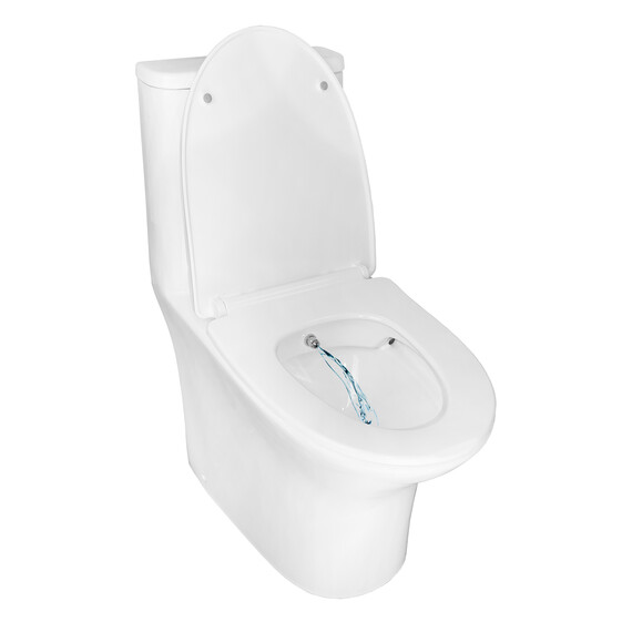 Унитаз-моноблок безободковый с функцией биде Azario Sente AZ-8614B с тонкой крышкой микролифт фото 2