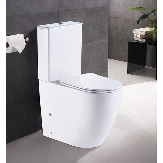 Унитаз-компакт безободковый Azario Mirada AZ-1289A с тонкой крышкой микролифт фото 3