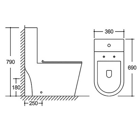 Унитаз-моноблок безободковый Azario Scala AZ-8101 с тонкой крышкой микролифт (система смыва торнадо) фото 20