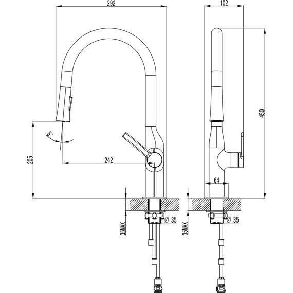 Смеситель для кухни Azario Vincente AZ-VPV569064PA, черный, Цвет производителя: чёрный фото 2