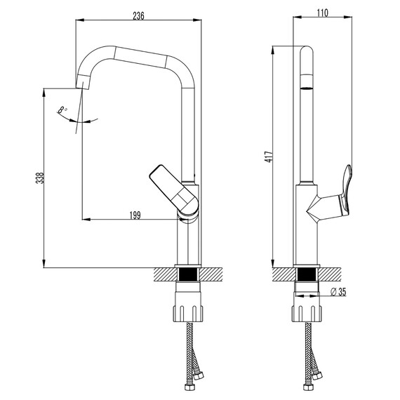 Смеситель для кухни Azario Ability AZ-VQR568073C, Цвет производителя: хром фото 2