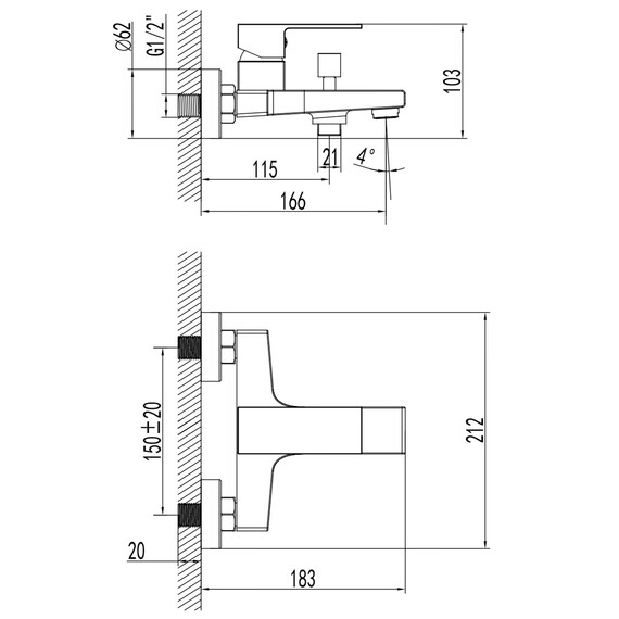 Смеситель для ванны Azario Eddie AZ-WQY238207PA, черный, Цвет производителя: чёрный фото 6