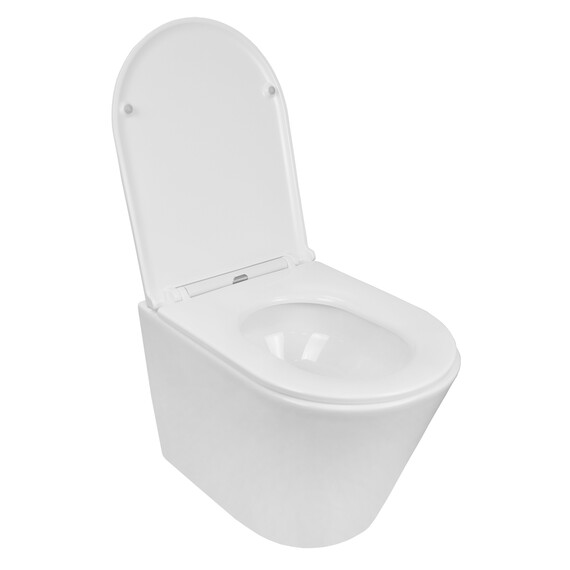 Унитаз подвесной безободковый Azario Teramo AZ-0053-UQ3 (система смыва Торнадо) с тонкой крышкой микролифт, Цвет производителя: белый фото 3