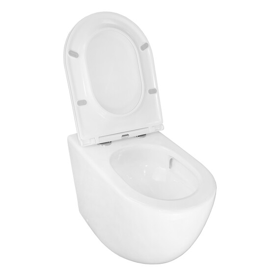 Унитаз приставной безободковый Azario Grado AZ-2141D-UQ1 с тонкой крышкой микролифт (система смыва Торнадо) фото 7