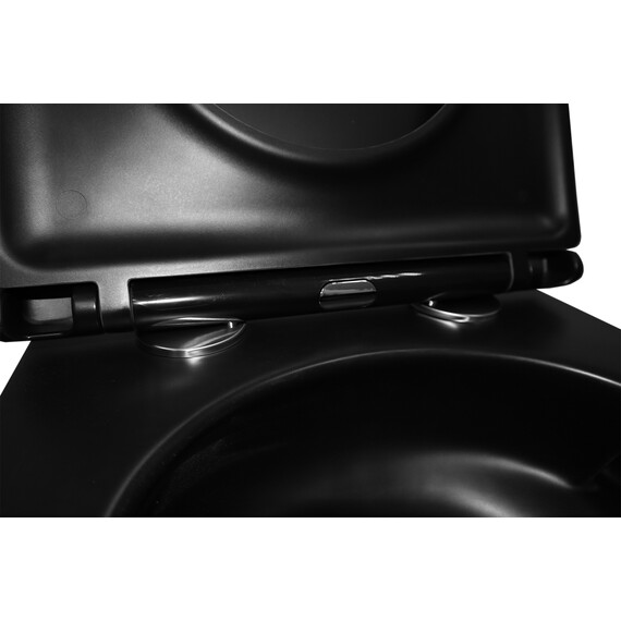 Унитаз подвесной безободковый Azario Teramo AZ-0052-UQ3MB с крышкой микролифт (система смыва Торнадо) чёрный матовый, Цвет производителя: чёрный матовый фото 9