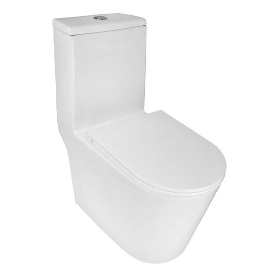 Унитаз-моноблок безободковый Azario Scala AZ-8101 с тонкой крышкой микролифт (система смыва торнадо) фото 2