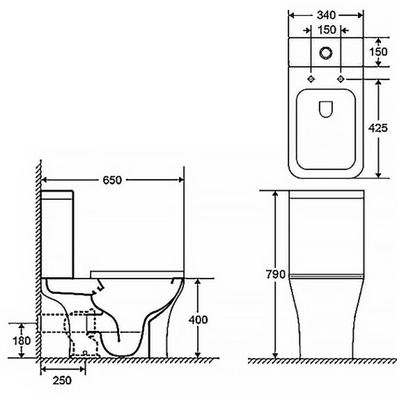 Унитаз-компакт безободковый Azario Fretta Square AZ-5121 с крышкой микролифт фото 2