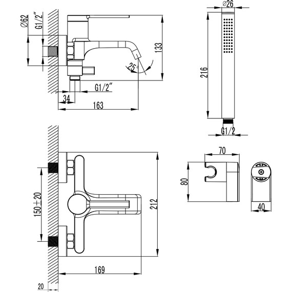 Смеситель для ванны Azario Vincente AZ-VRZ238326C, Цвет производителя: хром фото 6