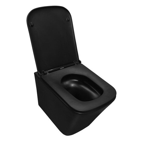 Унитаз подвесной безободковый Azario Teramo AZ-0052-UQ3MB с крышкой микролифт (система смыва Торнадо) чёрный матовый, Цвет производителя: чёрный матовый фото 3