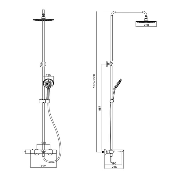 Душевая стойка с термостатом Azario Galaxy AZ-67B47EV1(PA)-1DC1J19A-ZH3394A-HB1153PA, черный, Цвет производителя: чёрный фото 2
