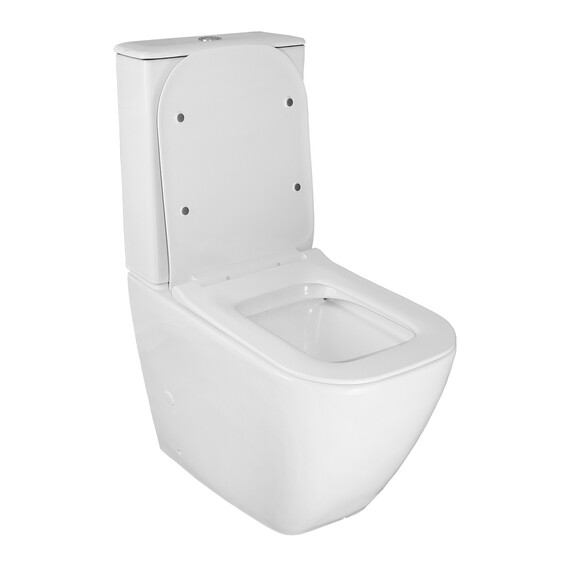 Унитаз-компакт безободковый Azario Mirada S AZ-1288A с тонкой крышкой микролифт, Цвет производителя: белый фото 2