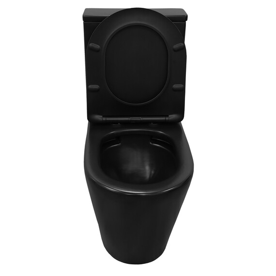 Унитаз-компакт безободковый Azario Black Queen AZ-8380 с тонкой крышкой микролифт, чёрный матовый, Цвет производителя: чёрный матовый фото 5