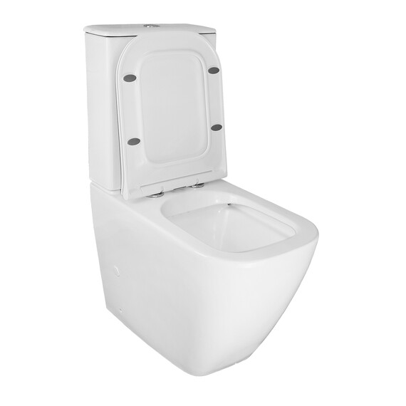 Унитаз-компакт безободковый Azario Mirada S AZ-1288A с тонкой крышкой микролифт, Цвет производителя: белый фото 3