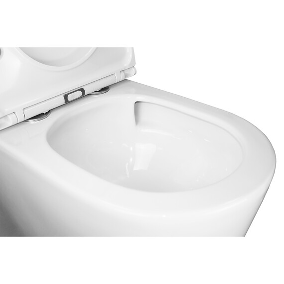 Унитаз-компакт безободковый Azario Conto AZ-T005BR с тонкой крышкой микролифт (Система смыва торнадо), Цвет производителя: белый фото 6