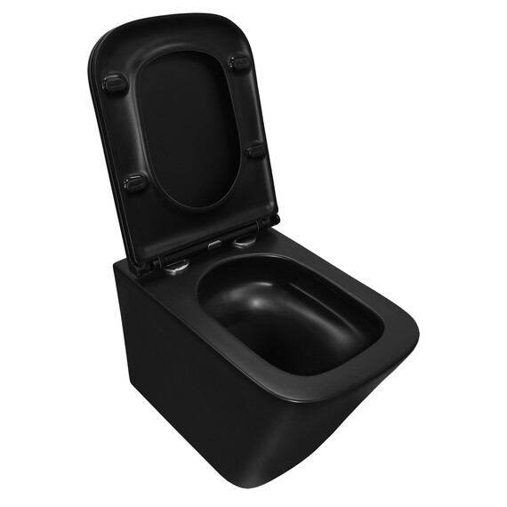 Унитаз подвесной безободковый Azario Teramo AZ-0052-UQ3MB с крышкой микролифт (система смыва Торнадо) чёрный матовый, Цвет производителя: чёрный матовый фото 4
