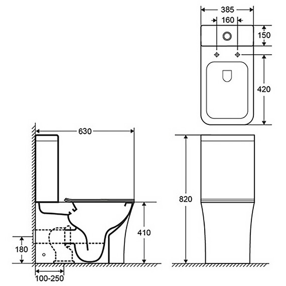 Унитаз-компакт безободковый Azario Anteo Square AZ-1218A с тонкой крышкой микролифт фото 2