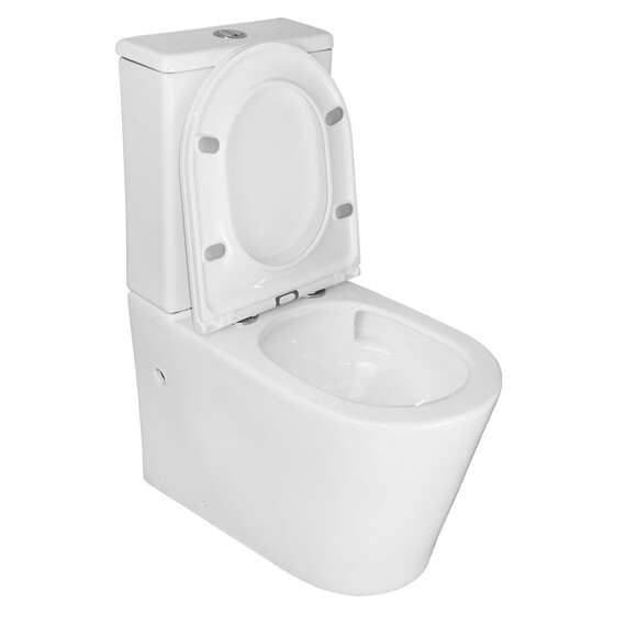 Унитаз-компакт безободковый Azario Conto AZ-T005BR с тонкой крышкой микролифт (Система смыва торнадо), Цвет производителя: белый фото 3