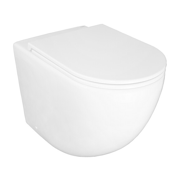 Унитаз приставной безободковый Azario Grado AZ-2141D-UQ1 с тонкой крышкой микролифт (система смыва Торнадо) фото 2