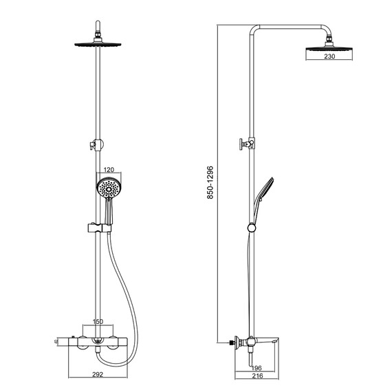 Душевая стойка с термостатом Azario Galaxy AZ-67B47EV1-1DC1J19A-ZH3394A-HB1153C, Цвет производителя: хром фото 2