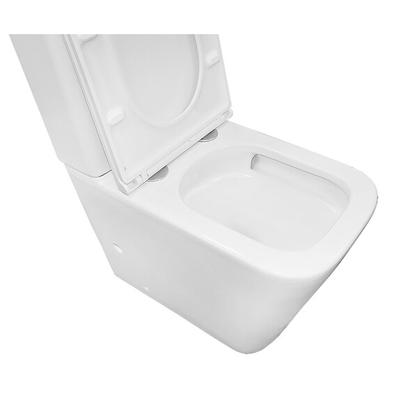 Унитаз-компакт безободковый Azario Quadro AZ-2175 UQ1 с крышкой микролифт, белый (Система смыва торнадо) фото 2