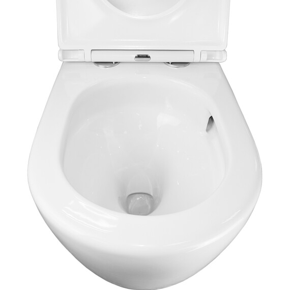 Унитаз приставной безободковый Azario Grado AZ-2141D-UQ1 с тонкой крышкой микролифт (система смыва Торнадо) фото 11