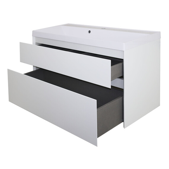 Тумба подвесная с раковиной Azario Velluto 100 см CS00088604, белый матотвый фото 2