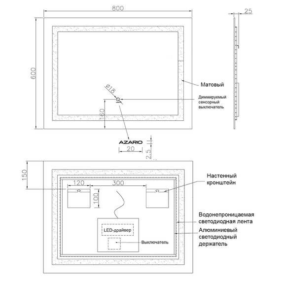 Зеркало Azario Alysa  80 см AZ-Z-046-1CSNEW фото 8