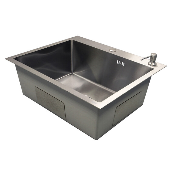 Кухонная мойка Azario Nicole AZS6050H (сифон, дозатор и коландер в комплекте) серебро соты фото 3