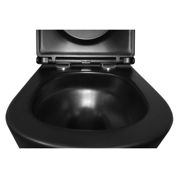 Унитаз подвесной безободковый Azario Teramo AZ-0053-UQ3-MB с крышкой микролифт (система смыва Торнадо) чёрный матовый, Цвет производителя: чёрный матовый фото 5