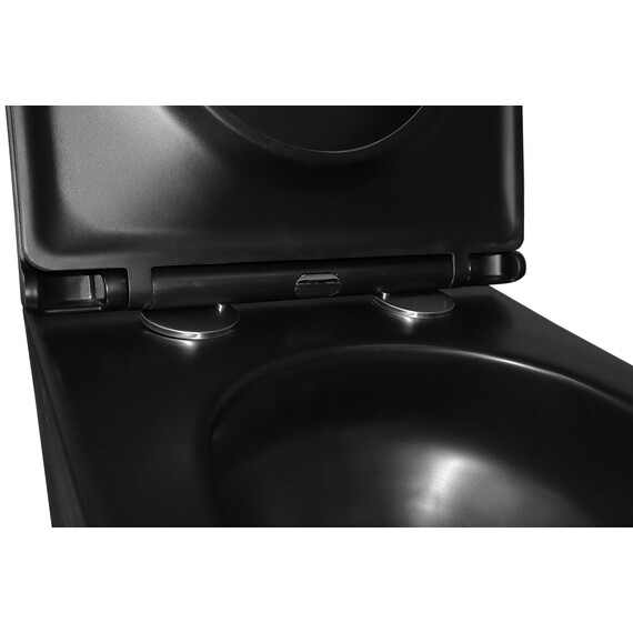 Унитаз подвесной безободковый Azario Teramo AZ-0053-UQ3-MB с крышкой микролифт (система смыва Торнадо) чёрный матовый, Цвет производителя: чёрный матовый фото 6