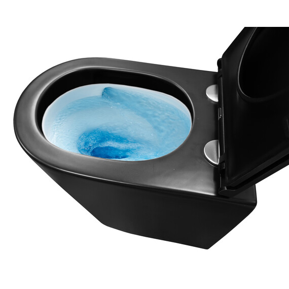 Унитаз подвесной безободковый Azario Teramo AZ-0053-UQ3-MB с крышкой микролифт (система смыва Торнадо) чёрный матовый, Цвет производителя: чёрный матовый фото 7