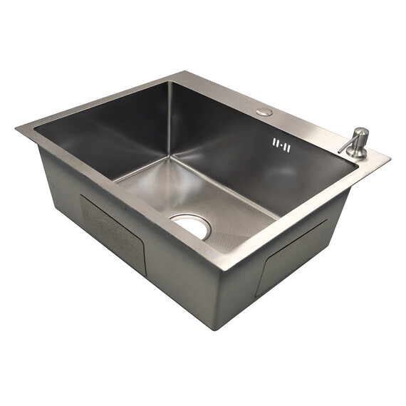 Кухонная мойка Azario Nicole AZS5050N (сифон, дозатор и коландер в комплекте) серебро фото 3