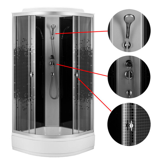 Душевая кабина Loranto 100х100 см CS-1000-25ТМ/М, хром/мозаика фото 2